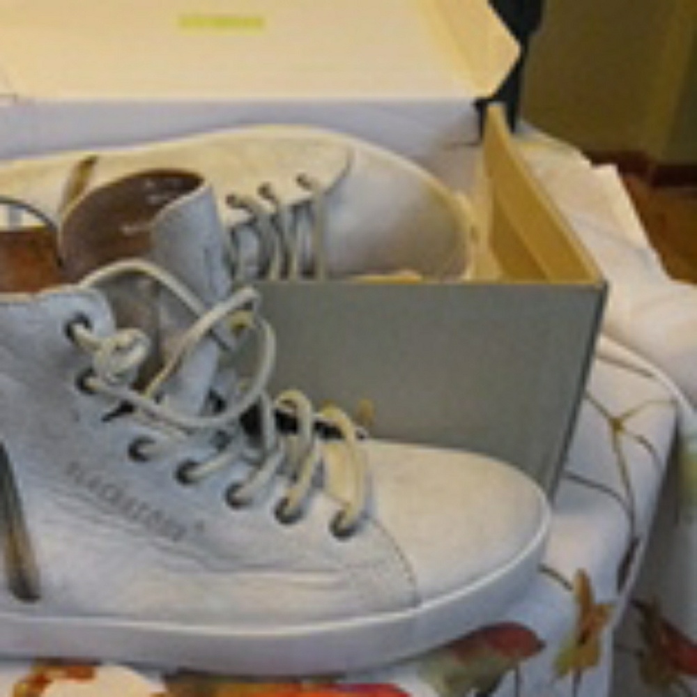 Grey leather hi tops